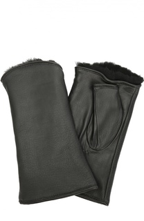 Кожаные перчатки без пальцев с подкладкой из меха кролика Agnelle