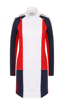 Мини-платье с длинным рукавом и вырезом на молнии MSGM
