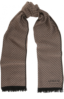 Шерстяной шарф с необработанным краем Armani Collezioni