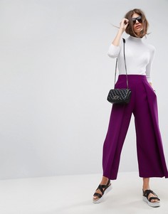 Фиолетовые кюлоты с широкими плиссированными штанинами ASOS Tailored - Фиолетовый