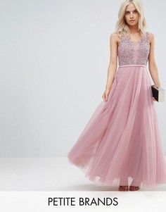 Платье макси для выпускного с цветочной аппликацией Little Mistress Petite - Розовый