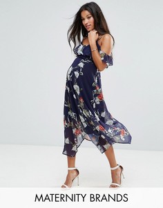 Платье миди с асимметричным краем Hope & Ivy Maternity - Мульти