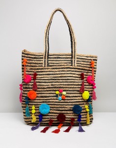 Пляжная сумка с помпонами Raga Beach Vibes - Мульти