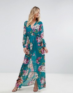 Платье макси с разрезами на рукавах и цветочным принтом PrettyLittleThing - Мульти