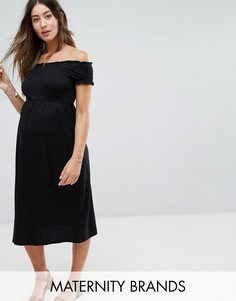 Платье миди с открытыми плечами New Look Maternity - Черный