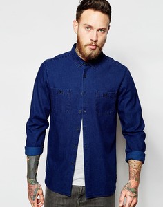 Джинсовая рубашка с двумя карманами ASOS - Синий