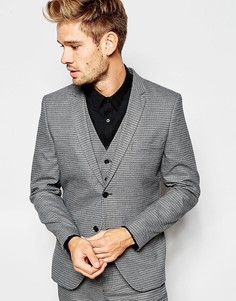 Зауженный пиджак с принтом гусиная лапка Selected Homme - Серый