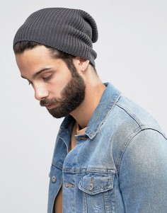 Свободная серая шапка-бини ASOS - Серый