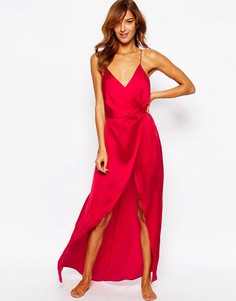 Атласное платье-комбинация макси ASOS - Красный
