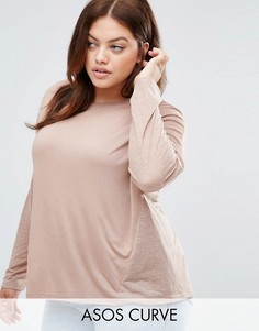 Лонгслив с контрастными меланжевыми вставками ASOS CURVE - Фиолетовый