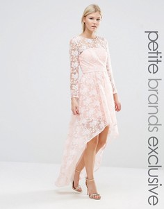 Платье асимметричной длины из цветочного кружева Chi Chi London Petite - Розовый