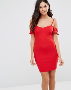 Платье мини с открытыми плечами и оборками Oh My Love - Красный