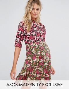 Короткое приталенное платье с принтом для беременных ASOS Maternity - Мульти