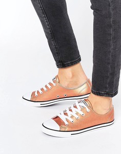 Кроссовки цвета розового золота металлик Converse All Star - Золотой