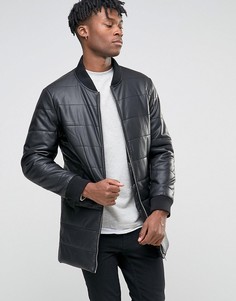 Длинная дутая куртка из искусственной кожи BL7CK - Черный