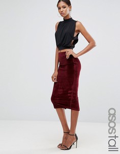 Бархатная юбка-карандаш ASOS TALL - Красный