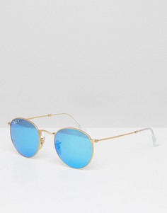 Круглые солнцезащитные очки-авиаторы с поляризованными линзами Ray-Ban 0RB3447 - Золотой