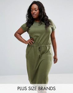 Платье миди с карманами NVME Plus - Зеленый