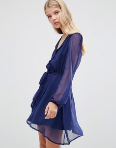 Короткое приталенное платье с запахом Madam Rage - Темно-синий