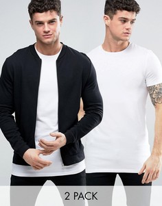 Трикотажный бомбер/футболка (черный/белый) ASOS - СКИДКА - Мульти