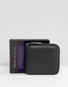 Кожаный бумажник на молнии Smith and Canova - Черный