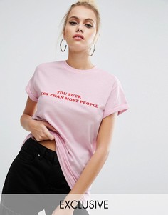 Футболка бойфренда с принтом You Suck Less Adolescent Clothing - Розовый