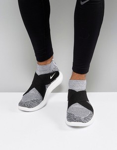 Серые беговые кроссовки Nike Free Run Motion Flyknit 2017 880845-001 - Черный