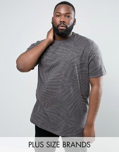 Серая футболка с круглым вырезом и пальмовым принтом Duke PLUS - Серый