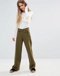 Широкие брюки с поясом First & I - Зеленый