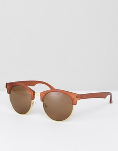 Круглые солнцезащитные очки матового коричневого цвета ASOS - Коричневый