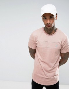 Длинная футболка со вставками и асимметричным краем Le Breve - Розовый