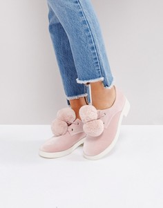Туфли на плоской подошве с помпонами ASOS MARSHMALLOW - Розовый