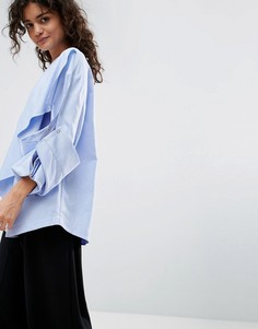 Рубашка с кнопками на рукавах ASOS WHITE - Синий
