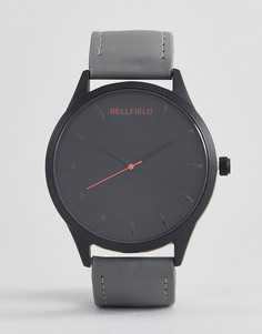 Часы с серым ремешком и черным циферблатом Bellfield - Серый