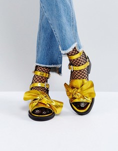 Кожаные сандалии с бантиками ASOS FLUSH Premium - Золотой