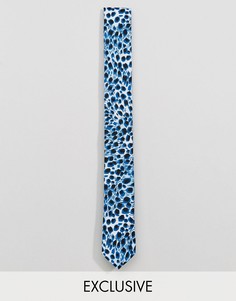 Узкий галстук с синим леопардовым принтом Reclaimed Vintage Inspired - Синий