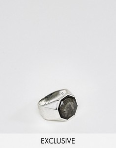 Кольцо с черным камнем DesignB London эксклюзивно для ASOS - Серебряный