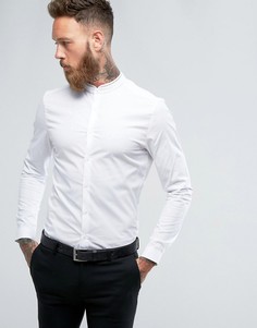 Приталенная рубашка с кружевной отделкой и воротником на пуговице ASOS - Белый