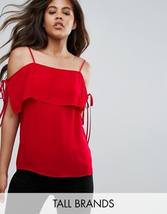 Топ с открытыми плечами и завязками на рукавах Fashion Union Tall - Красный
