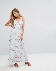 Платье макси с принтом фламинго Liquorish - Белый