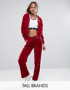 Велюровые спортивные брюки с широкими штанинами и полосками Fila Tall - Красный