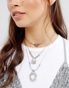 Многорядное ожерелье с чокером и подвесками Glamorous - Серебряный