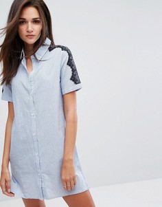 Платье-рубашка с кружевной отделкой Influence - Синий