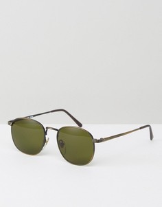 Круглые черные солнцезащитные очки с зелеными стеклами Reclaimed Vintage - Золотой