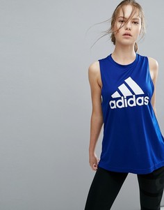Синий топ с логотипом adidas Training - Синий