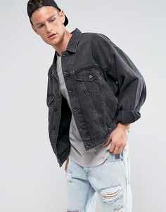 Черная джинсовая куртка свободного кроя ASOS - Черный