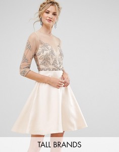Короткое приталенное платье для выпускного с отделкой Maya Tall - Розовый