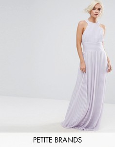 Плиссированное платье макси с высоким воротом TFNC Petite WEDDING - Фиолетовый