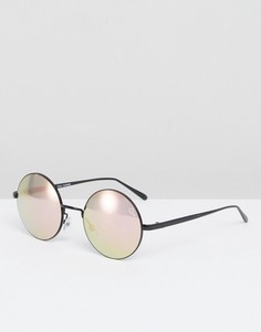 Круглые солнцезащитные очки с черными зеркальными стеклами Quay Australia Electric Dreams - Черный