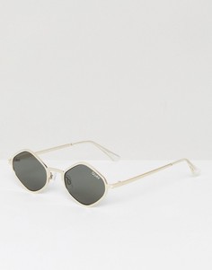 Золотистые круглые солнцезащитные очки Quay Australia X Kylie Jenner Purple Honey - Белый